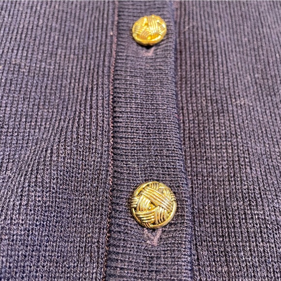 StMishael Navy Cardigan Gold Button Crew Neck Size 12 Acrylic Vintage Classic - Picture 7 of 15